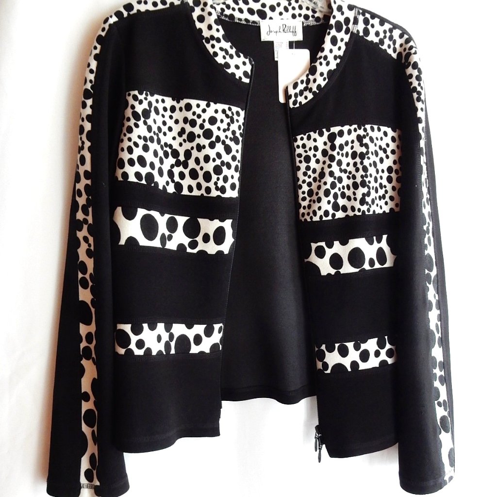 Joseph Ribkoff Black & White Knit Jacket In Size 12